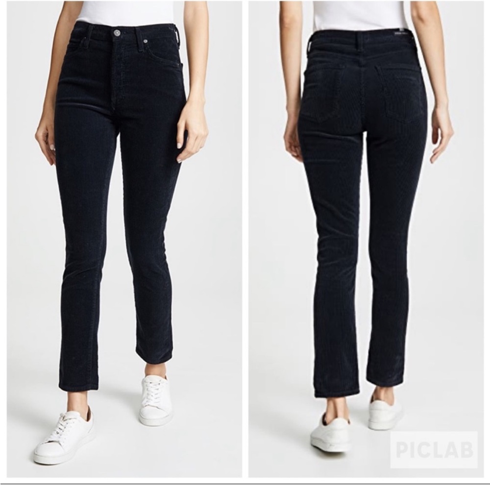 Citizens of Humanity Olivia High Rise Slim Ankle Corduroy Black Pants